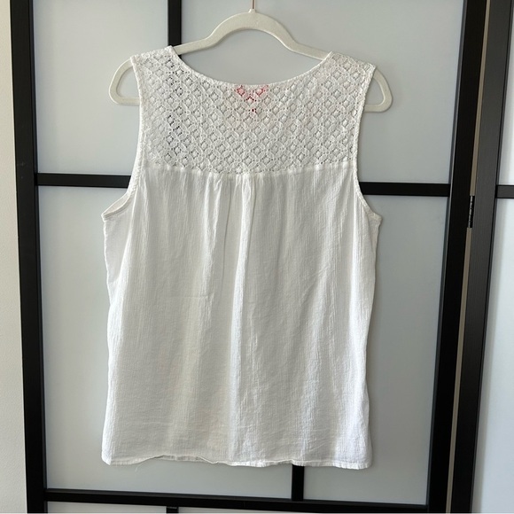 [XL] Joe Fresh White Boho Flowy Sleeveless Tank Crochet Detail - Picture 4 of 7